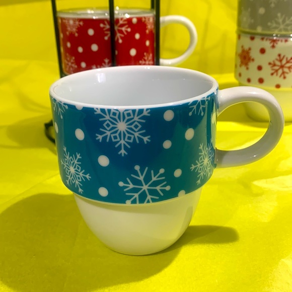 Stacking Christmas Mugs with Stand. Set 4. New - Picture 5 of 12